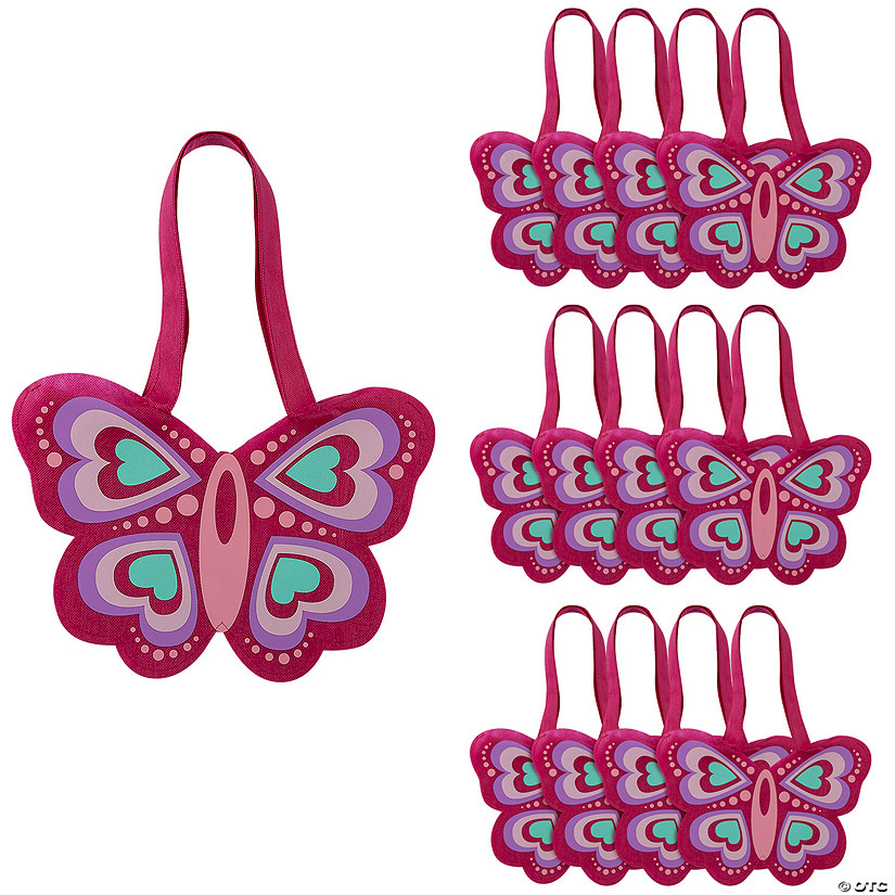 12" x 8 1/4" Medium Butterfly-Shaped Nonwoven Tote Bags - 12 Pc. Image