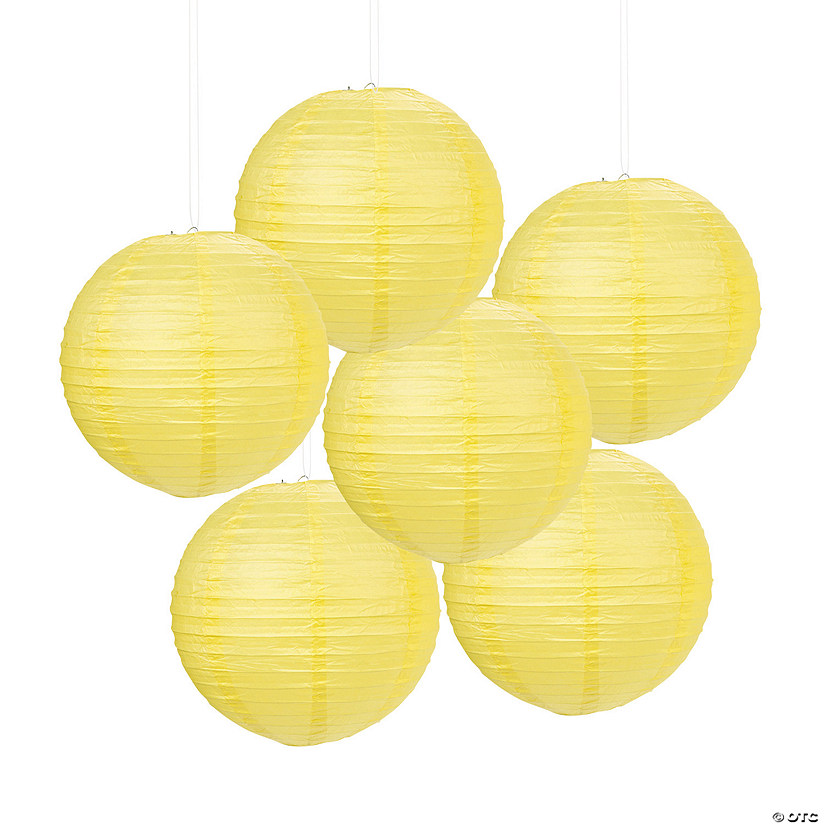 12" Yellow Hanging Paper Lanterns - 6 Pc. Image