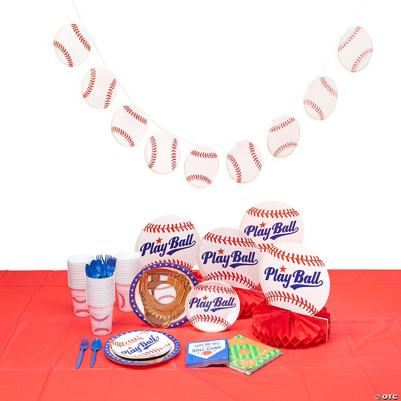 120 Pc. Baseball Party Tableware Kit for 8 Guests Image