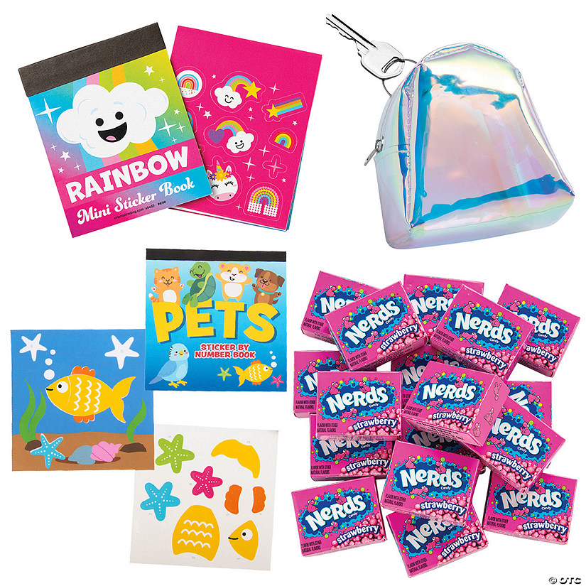 120 Pc. Mini Iridescent Backpack Handout Kit for 12 Image