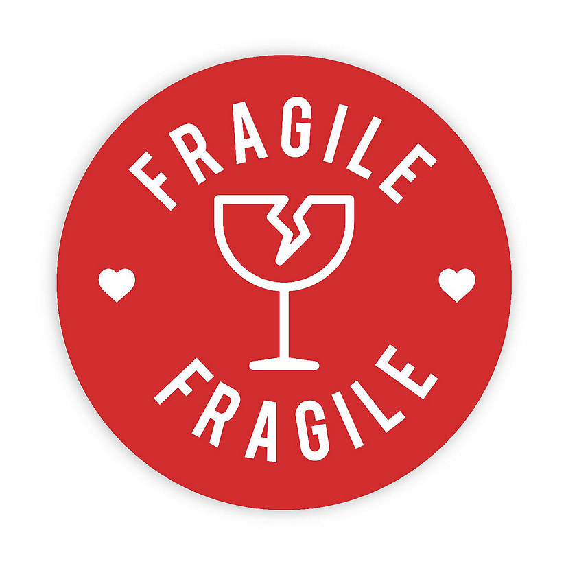 120 Red Fragile Glass Packaging Stickers Image