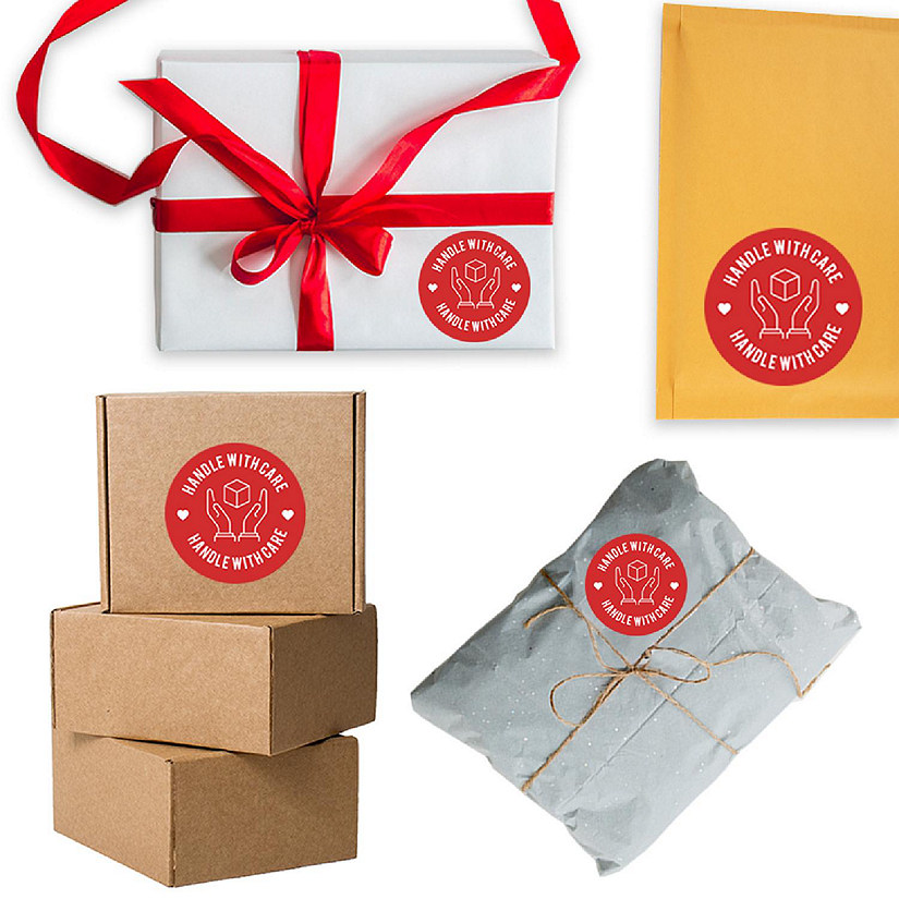 120 Red Handle with Care Stickers Image
