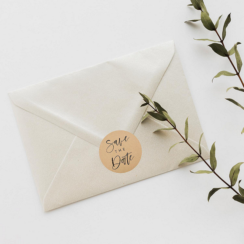 120PC Save The Date Kraft Modern Cursive Image