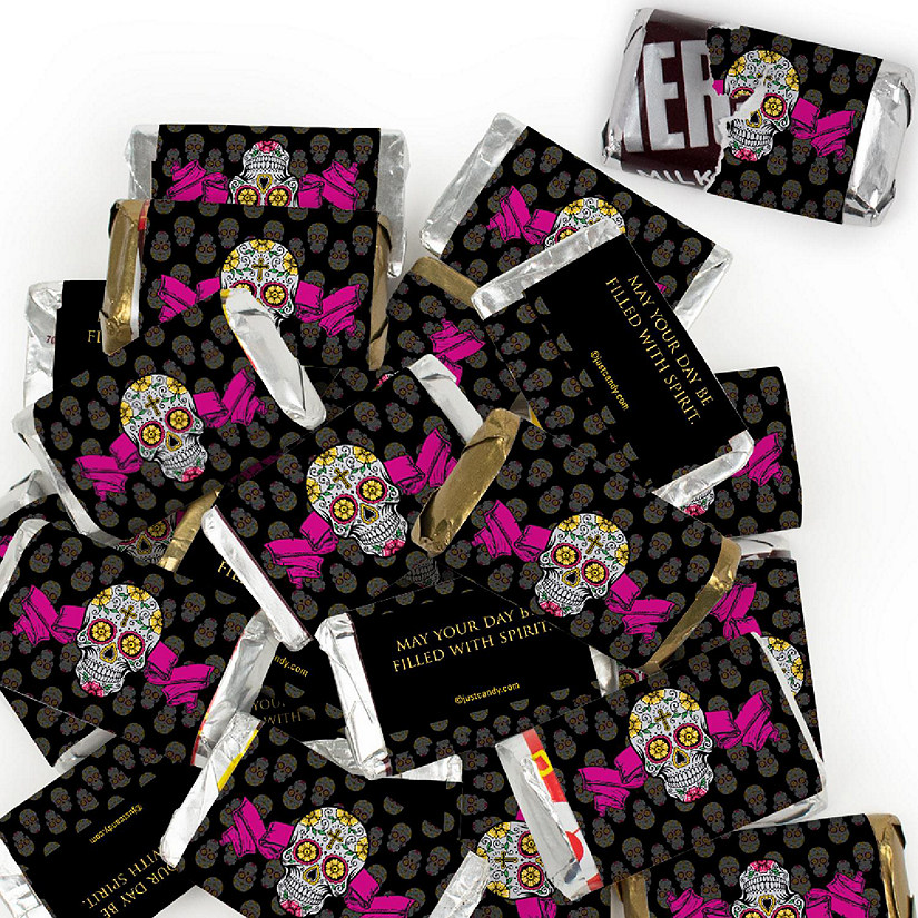 123 Pcs Day of the Dead Candy Party Favors Hershey's Miniatures Chocolate - Sugar Skulls Image