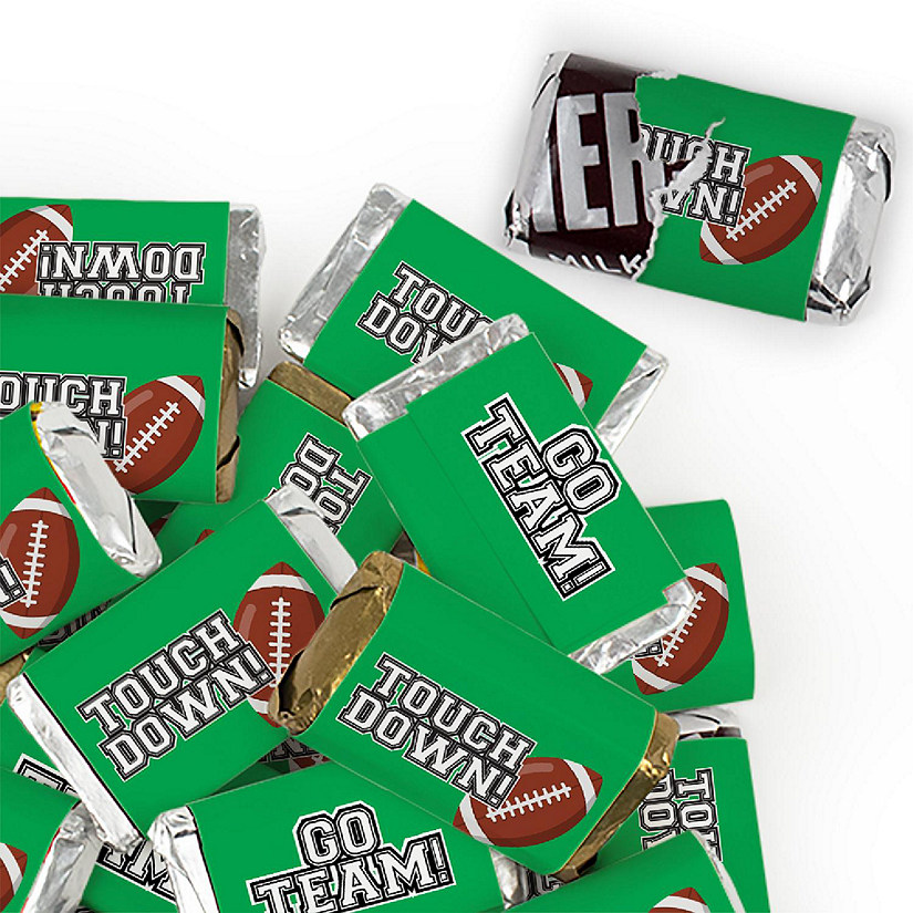 123 Pcs Green Football Party Candy Favors Hershey's Miniatures Chocolate - Touchdown Image