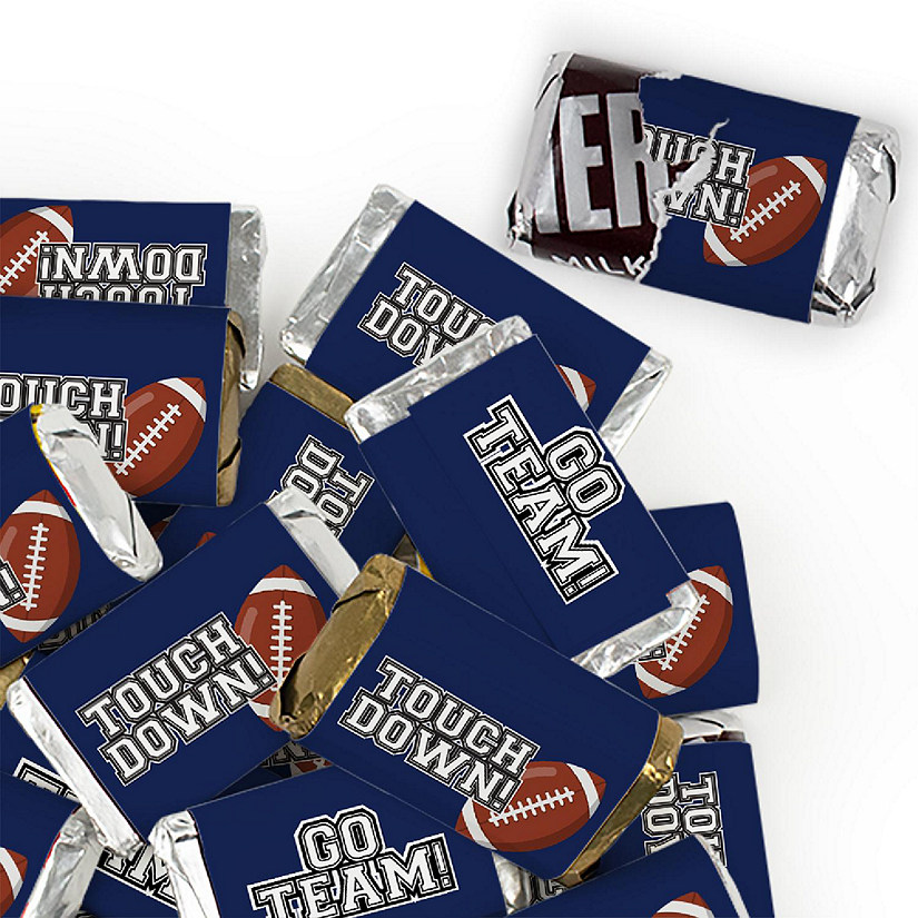 123 Pcs Navy Blue Football Party Candy Favors Hershey's Miniatures Chocolate - Touchdown Image