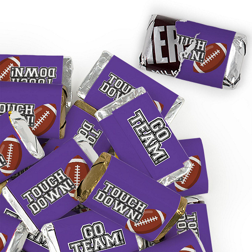 123 Pcs Purple Football Party Candy Favors Hershey's Miniatures Chocolate - Touchdown Image