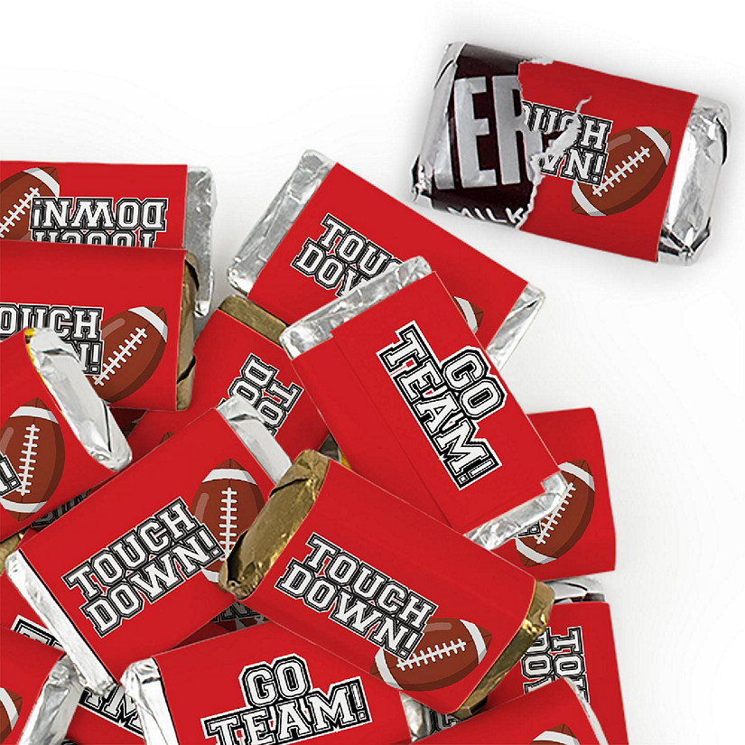 123 Pcs Red Football Party Candy Favors Hershey's Miniatures Chocolate - Touchdown Image