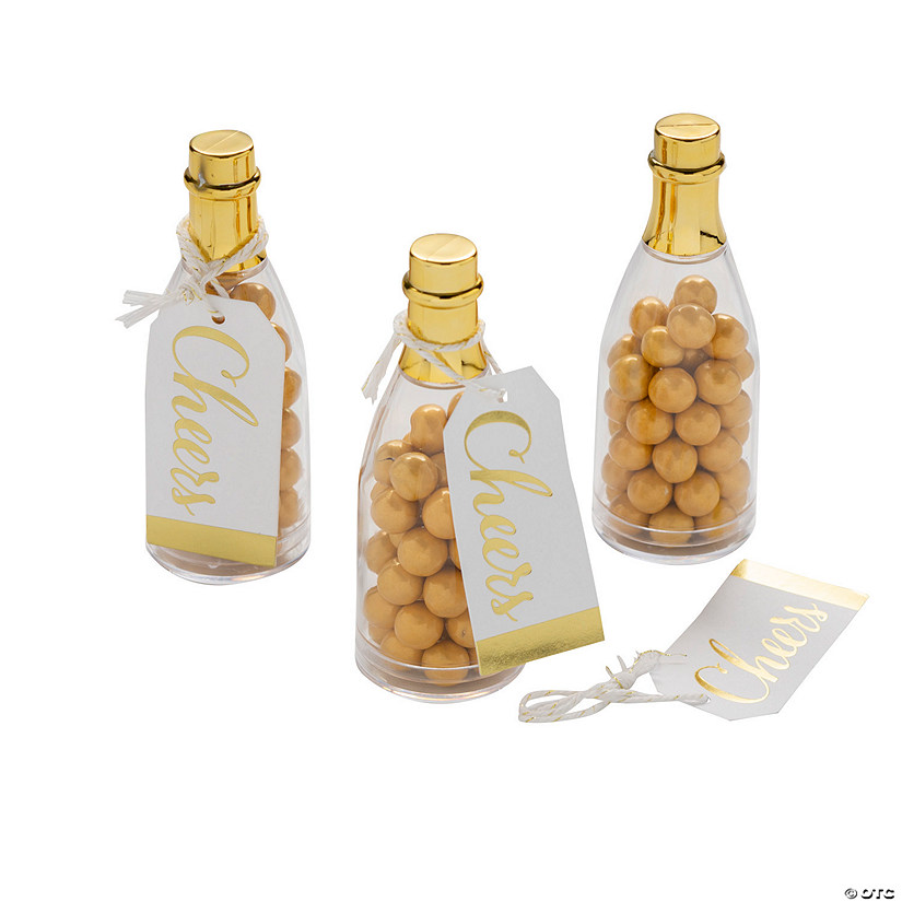 1232 Pc. Gold Champagne Bottle Favor Container Kit for 24 Guests Image