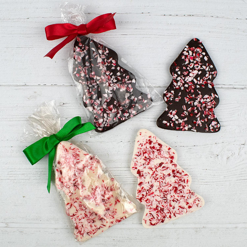 12c Pcs Dark Chocolate Peppermint Bark Trees Bulk Christmas Candy Image