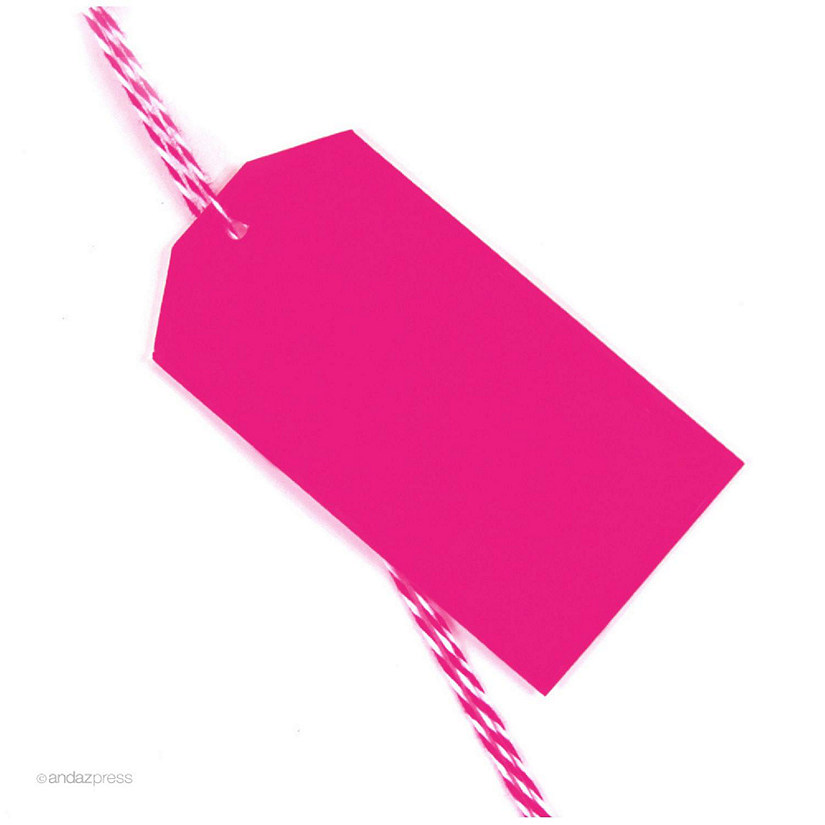 12PC Classic Tags Solid Blank Fuchsia Image