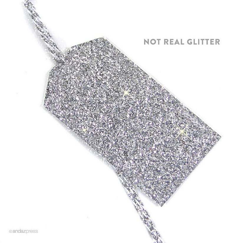 12PC Classic Tags Solid Silver Glitter Image