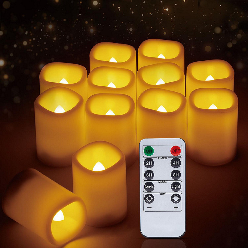 12Pcs Flameless Votive Candles with Remote Timer Image
