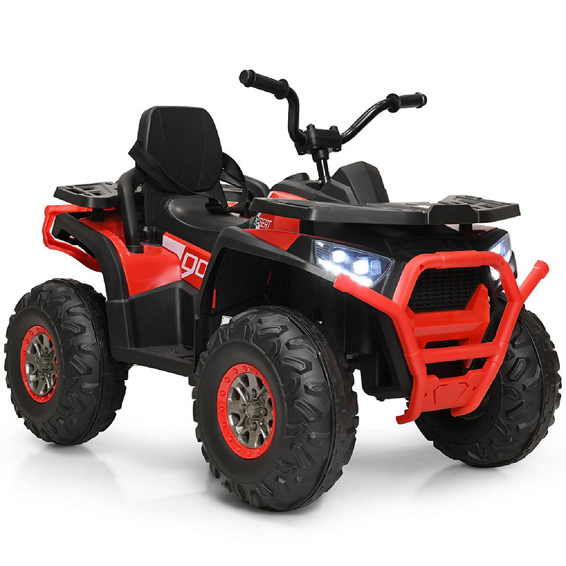 12V Electric Kids Ride On Car ATV 4-Wheeler Quad w/ LED Light Black/Red ...