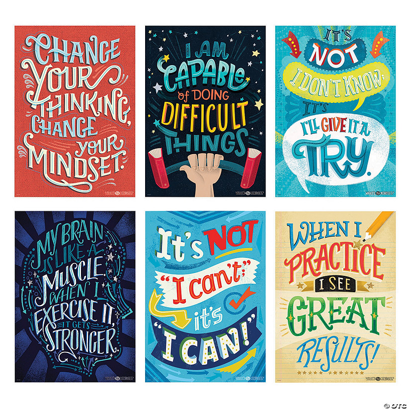 13 1/2" x 19" Inspire You Growth Mindset Paper Posters - 6 Pc. Image