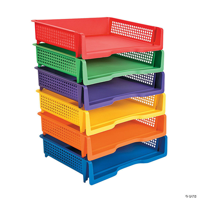 13 1/4" x 2 3/4" Colorful Plastic Stackable Storage Trays - 6 Pc. Image