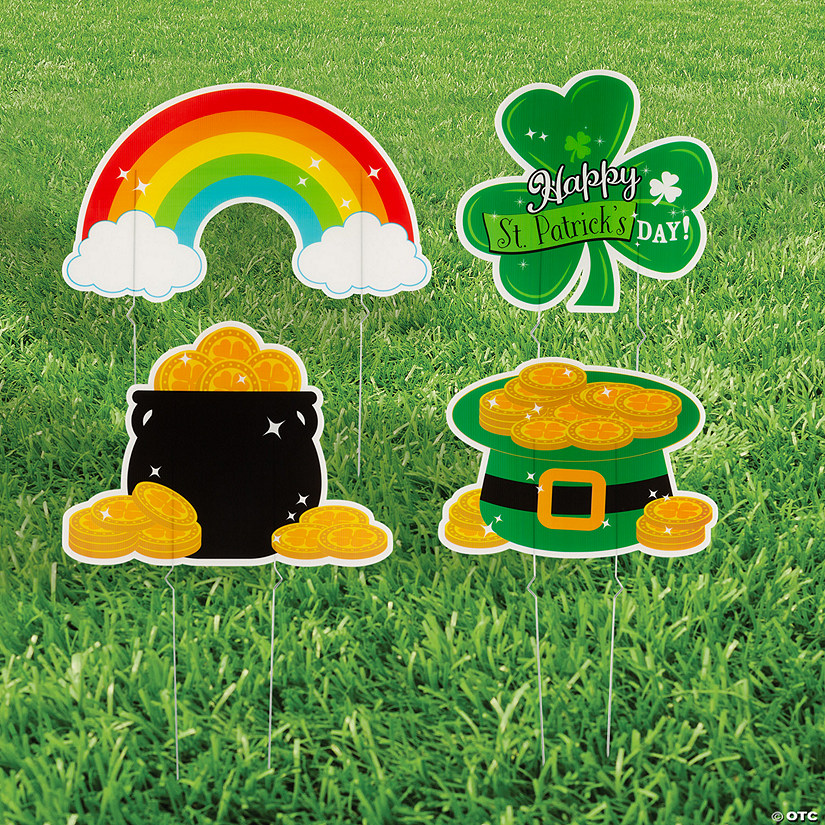 13" &#8211; 15 1/4" St. Patrick&#8217;s Day Yard Signs - 4 Pc. Image