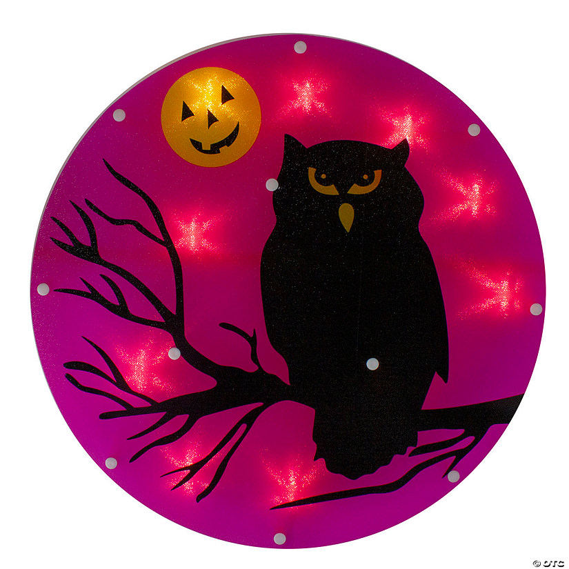 13.75" Lighted Owl Halloween Window Silhouette Image