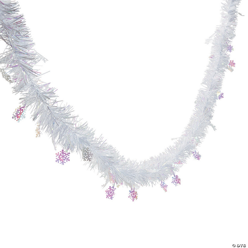 13 Ft. Iridescent Snowflake Tinsel Garland Image