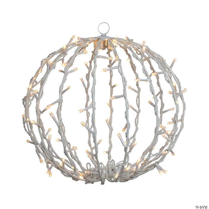 13" LED Lighted Christmas Hanging Ball Decoration - Warm White Lights Image