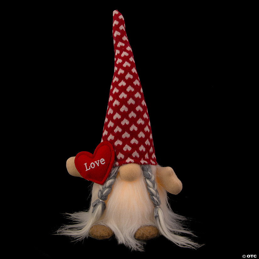 13" LED Lighted Valentine's Day Girl Gnome with Love Heart Image