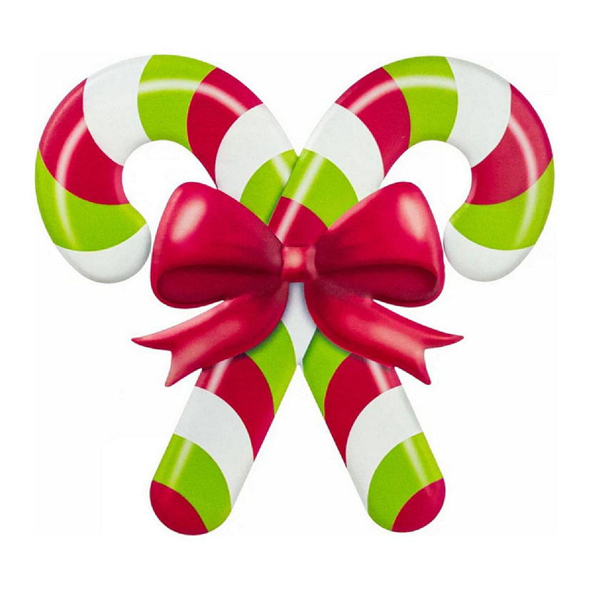 13" Metal Embossed Candy Canes: Lime Green/Red Image