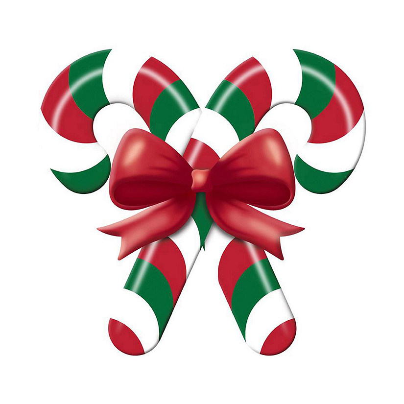 13" Metal Embossed Candy Canes: Red/Green Image