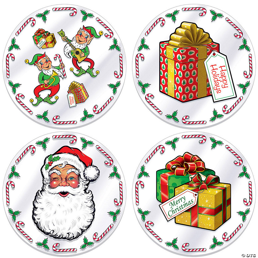 13" Santa's Workshop Round Plastic Placemats - 4 Pc.  Image