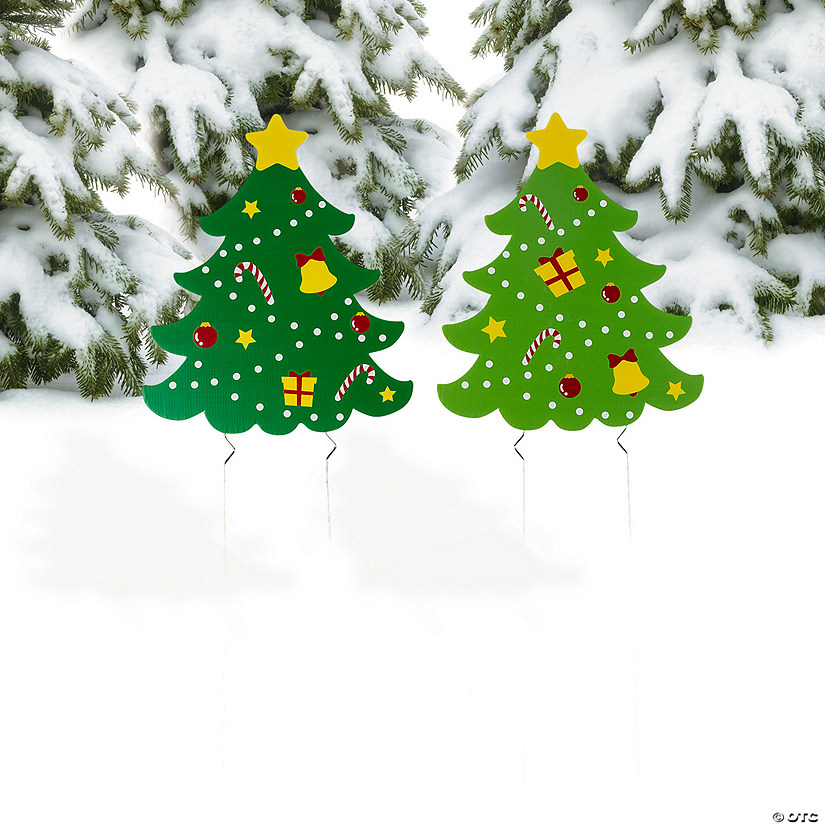 13" x 16" Christmas Tree Yard Stakes - 4 Pc. Image