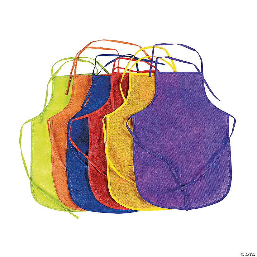 13" x 19" Kids Bright Solid Color Polypropylene Aprons - 12 Pc. Image