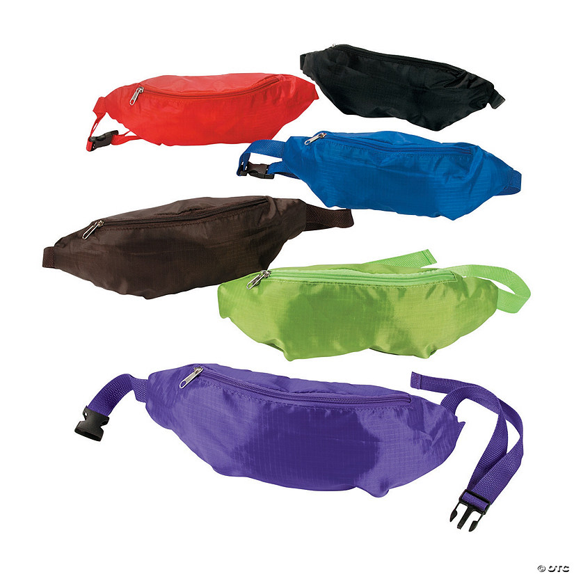13" x 4 1/2" Adults Brightly Colored Zipper-Close Fanny Packs - 12 Pc. Image