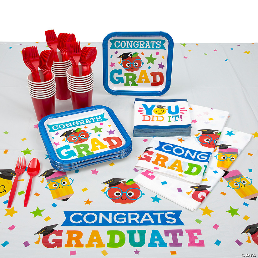 131 Pc. Elementary Graduation Basic Disposable Tableware Kit for 24 Guests Image