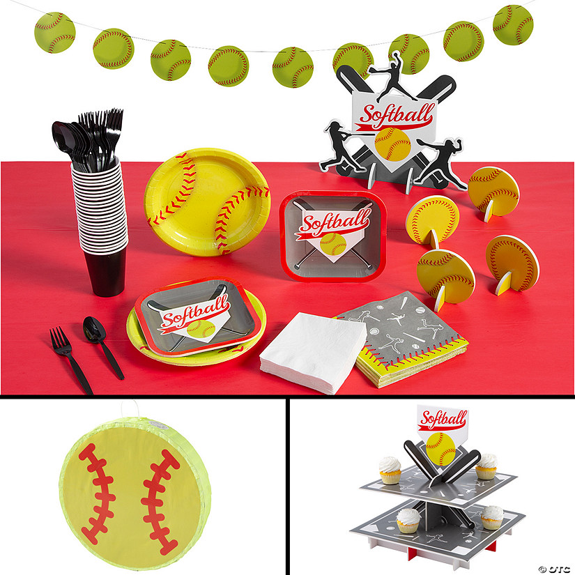 131 Pc. Softball Party Ultimate Tableware Kit for 8 Guests Image