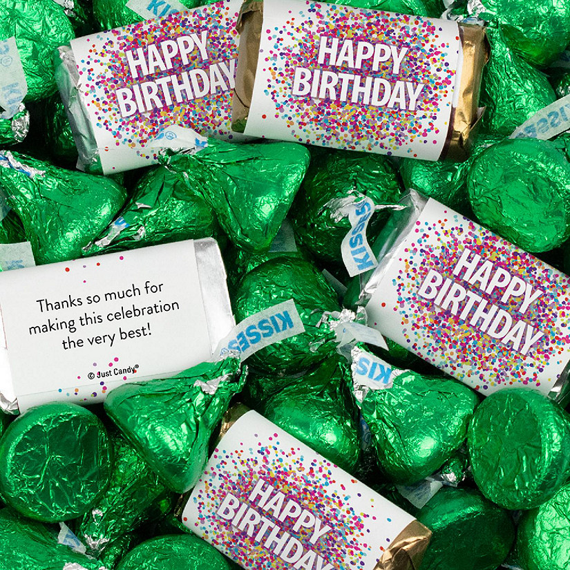 131 Pcs Birthday Candy Party Favors Miniatures & Green Kisses (1.65 lbs, Approx. 131 Pcs) Image