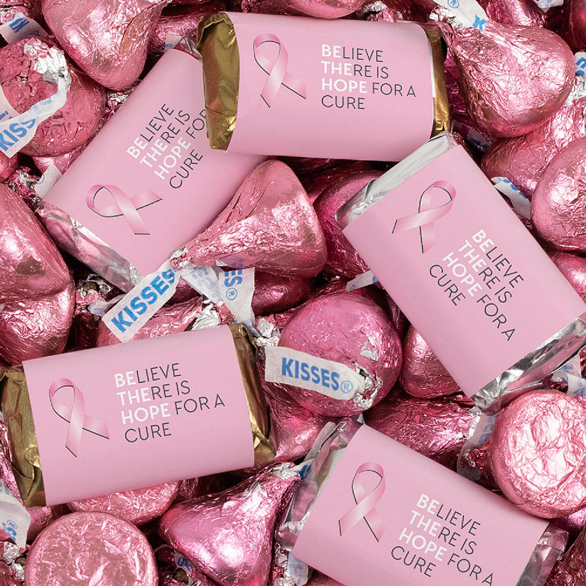 131 Pcs Breast Cancer Awareness Candy Hershey's Miniatures and Pink Kisses by Just Candy (1.65 lbs) Image