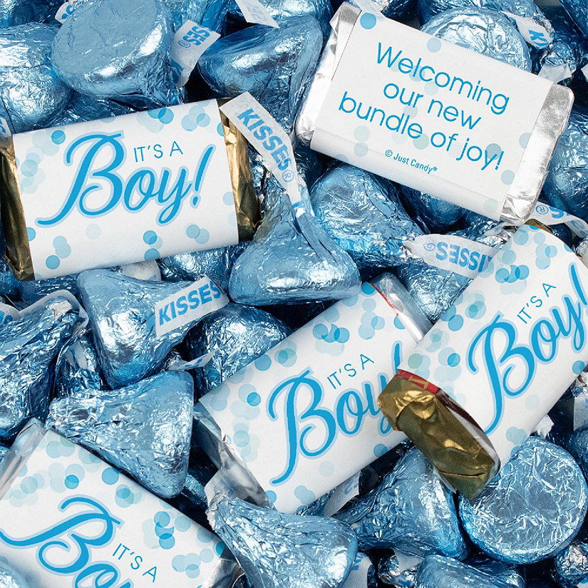 131 Pcs It's a Boy Baby Shower Candy Party Favors Miniatures & Blue Kisses (1.65 lbs, Approx. 131 Pcs) Image