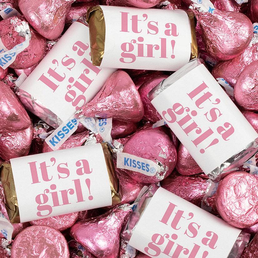 131 Pcs It's a Girl  Baby Shower Candy Party Favors Miniatures & Pink Kisses (1.65 lbs, Approx. 131 Pcs) Image