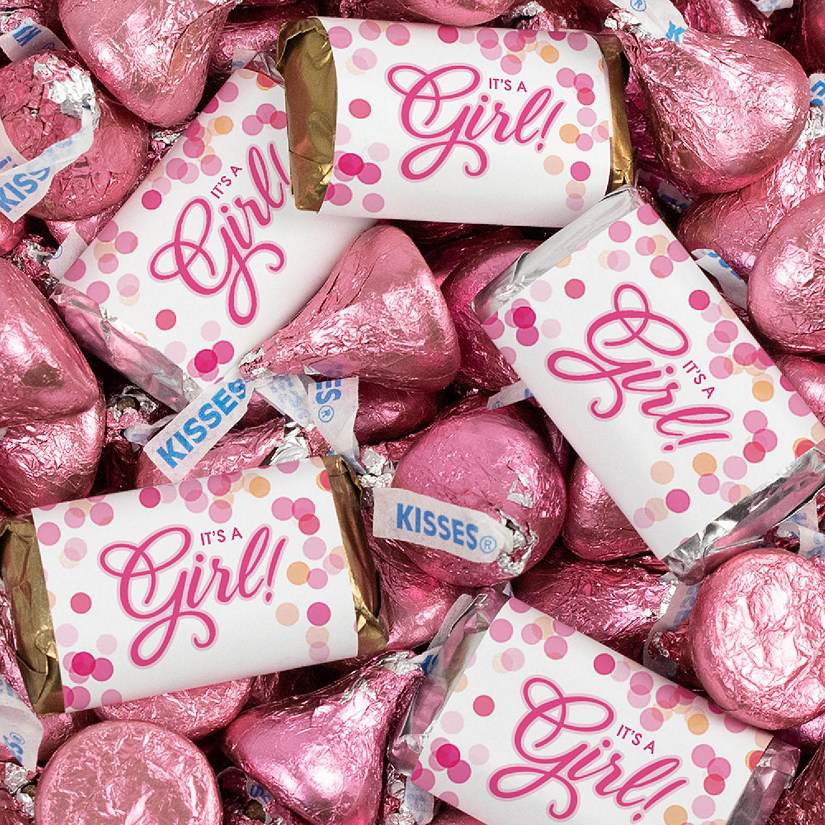 131 Pcs It's a Girl Baby Shower Candy Party Favors Miniatures & Pink Kisses (1.65 lbs, Approx. 131 Pcs) Image