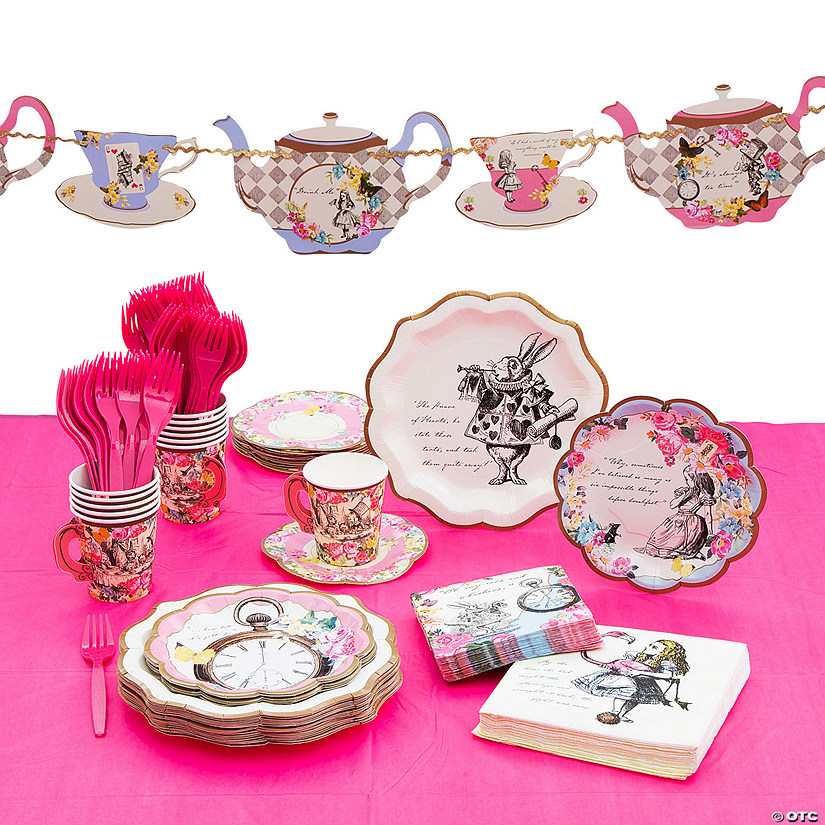 132 Pc. Talking Tables Truly Alice Party Tableware Kit for 12 Guests Image