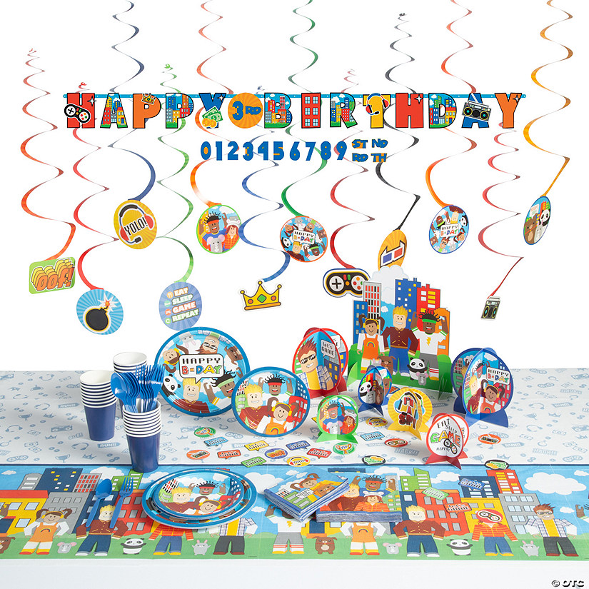 133 Pc. Party Town Birthday Party Tableware Kit for 8 Guests Image