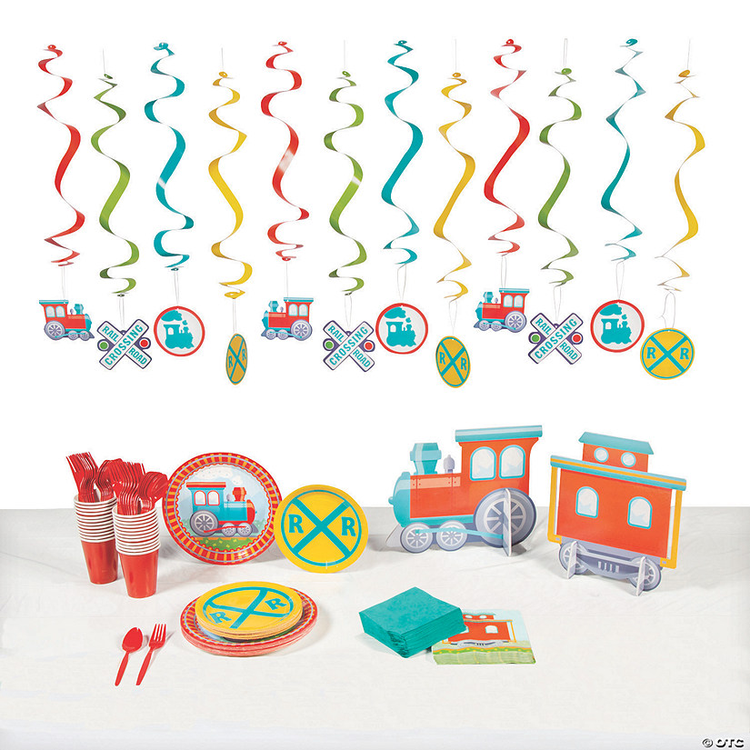 137 Pc. Train Party Tableware Kit for 8 Guests Image