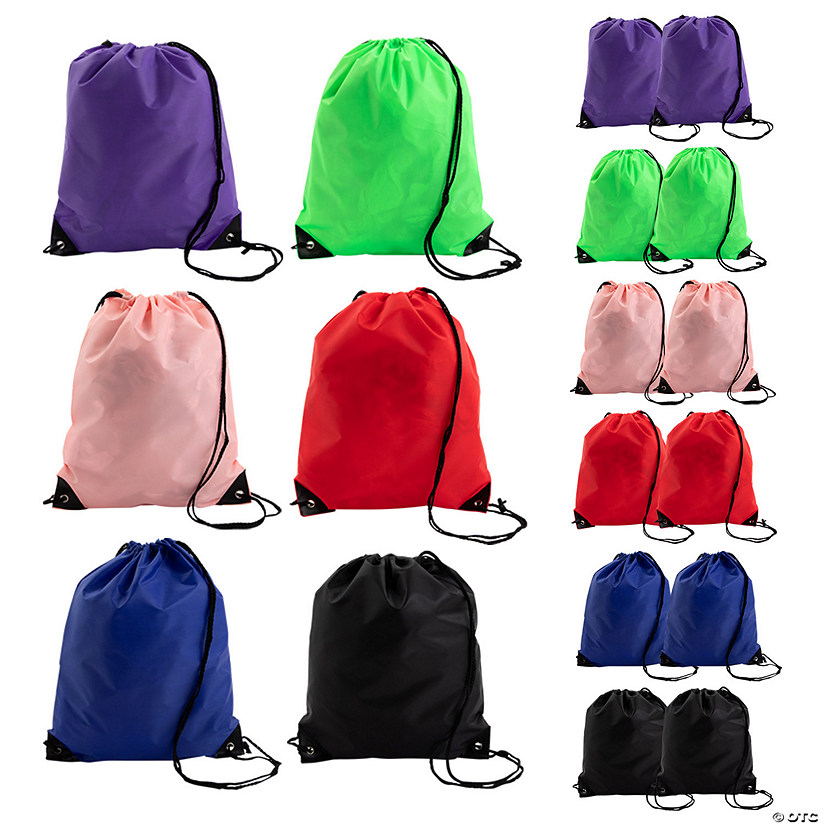 14 1/2" x 18" Large Nylon Drawstring Bag Assortment - 12 Pc. Image
