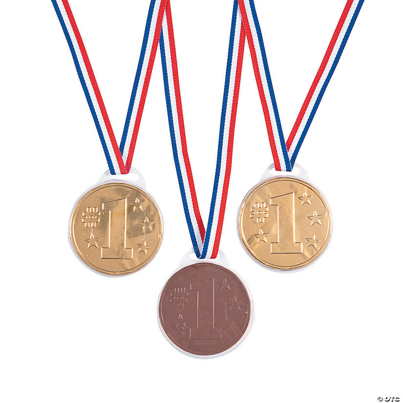 14 1/2" x 2 1/2" 9 oz. Chocolate Candy Award Medals - 12 Pc. Image