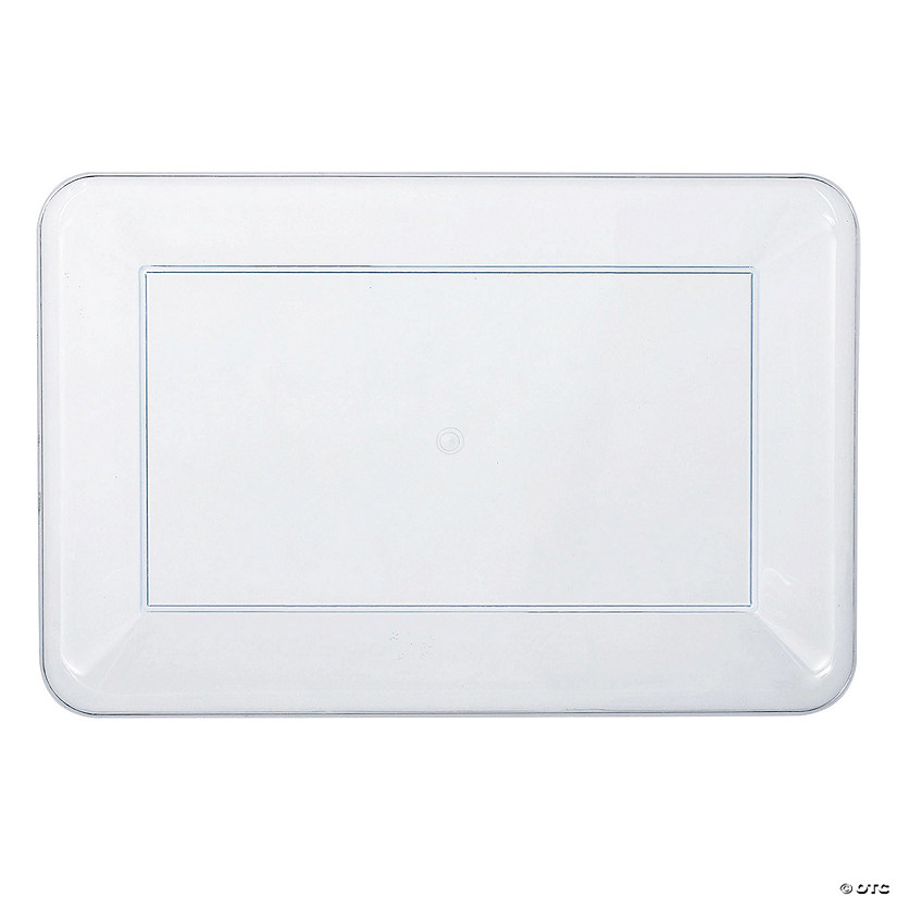 14 1/4" x 9" Bulk 18 Pc. Clear Rectangle Plastic Serving Trays Image