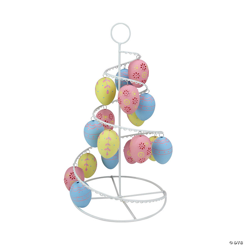 14.25" Blue, Pink and Yellow Cut-Out Spring Easter Egg Tree Decor Image
