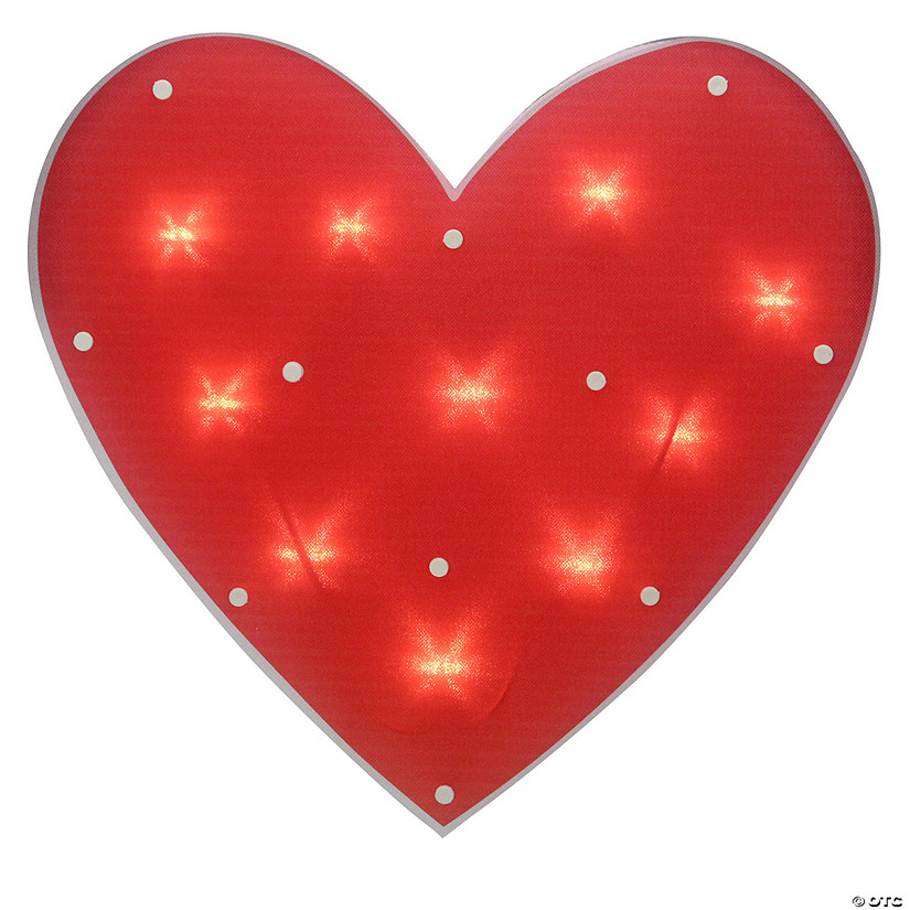 14.25" Lighted Red Heart Valentine's Day Window Silhouette Decoration Image