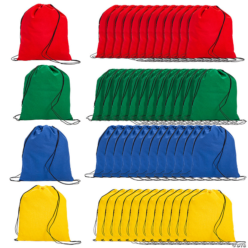 14 3/4" x 17 1/4" Mega Bulk 300 Pc. Bright Canvas Drawstring Backpacks Image