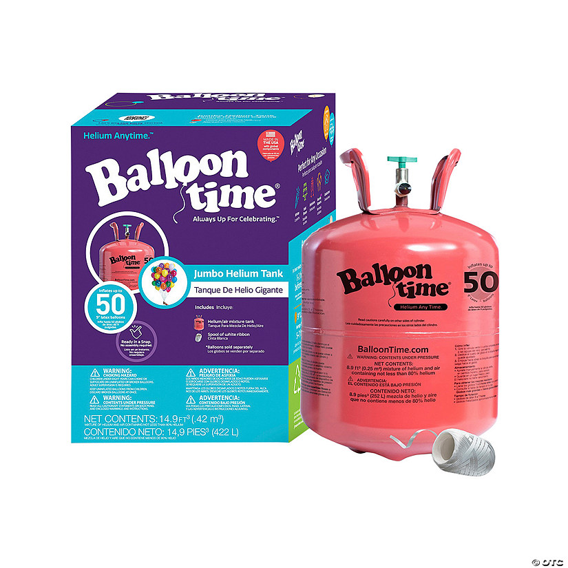 14.9 Cu Ft. Large Balloon Time<sup>&#174;</sup> Metal Helium Tank with Ribbon Image