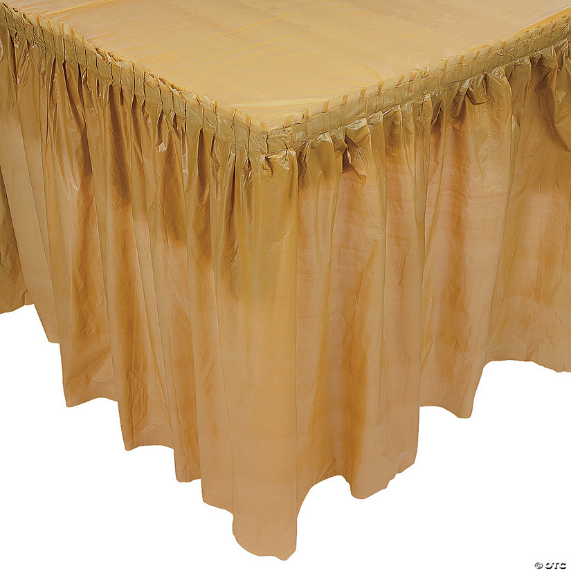 14 ft. x 29" Gold Pleated Plastic Table Skirt Image