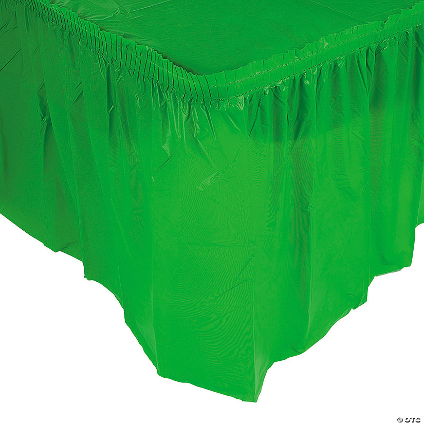 14 ft. x 29" Green Pleated Plastic Table Skirt Image